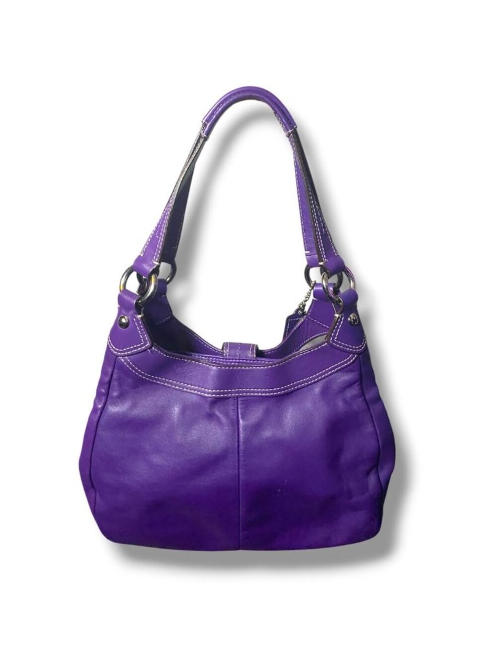 COACH F17092 MEDIUM VINTAGE SOHO PURPLE TRIPLE COMPARTMENT LEATHER HOBO (SET) - Picture 4 of 9